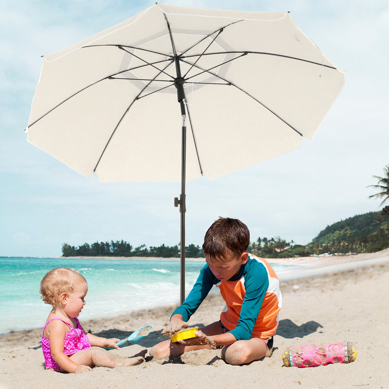 Parasol - Parasol pe plajă - Ø 200 cm - Octagonal - Tiltable - cu manivelă - bej