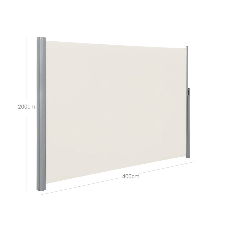 SIDE CAMOPY - Utdragbar - 200 x 400 cm (H x L) - Sekretessskärm - Solskydd - Beige