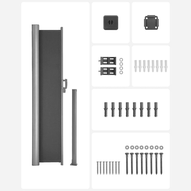 Canopy lateral - ecran de confidențialitate - extensibil - 2 x 3,5 m - cu suportul de podea - gri de ardere