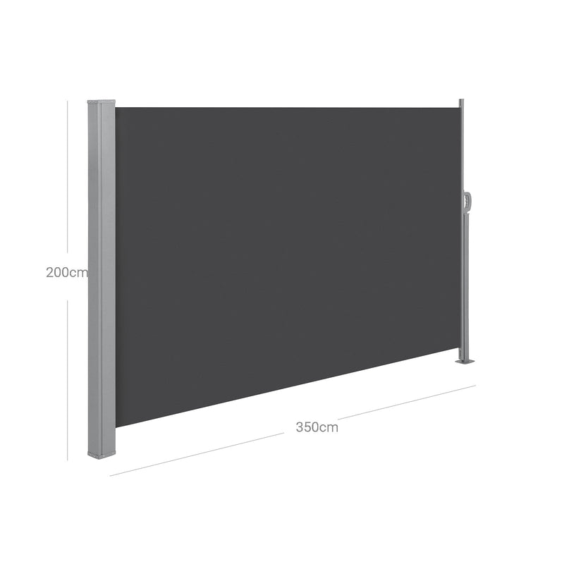 Canopée latérale - Écran d'intimité - extensible - 2 x 3,5 m - avec support de sol - Gris de base