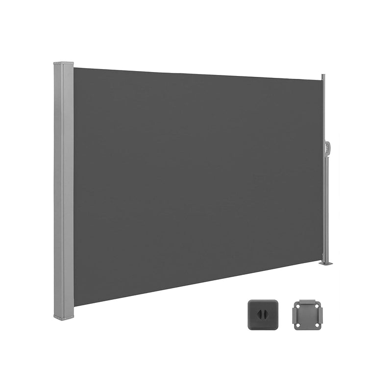 SIDA CAMOPY - 180 x 450 cm (h x l) - Ink Protection - Sol Protection - Roller Blind - Extenderable - Svart