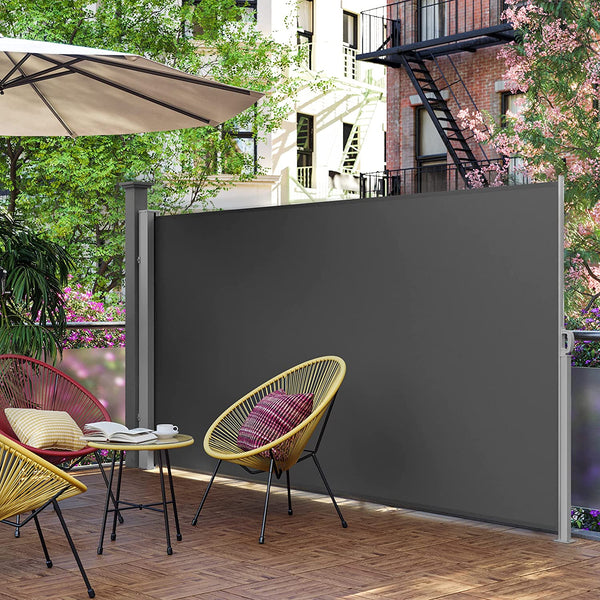 SIDA CAMOPY - 180 x 450 cm (h x l) - Ink Protection - Sol Protection - Roller Blind - Extenderable - Svart