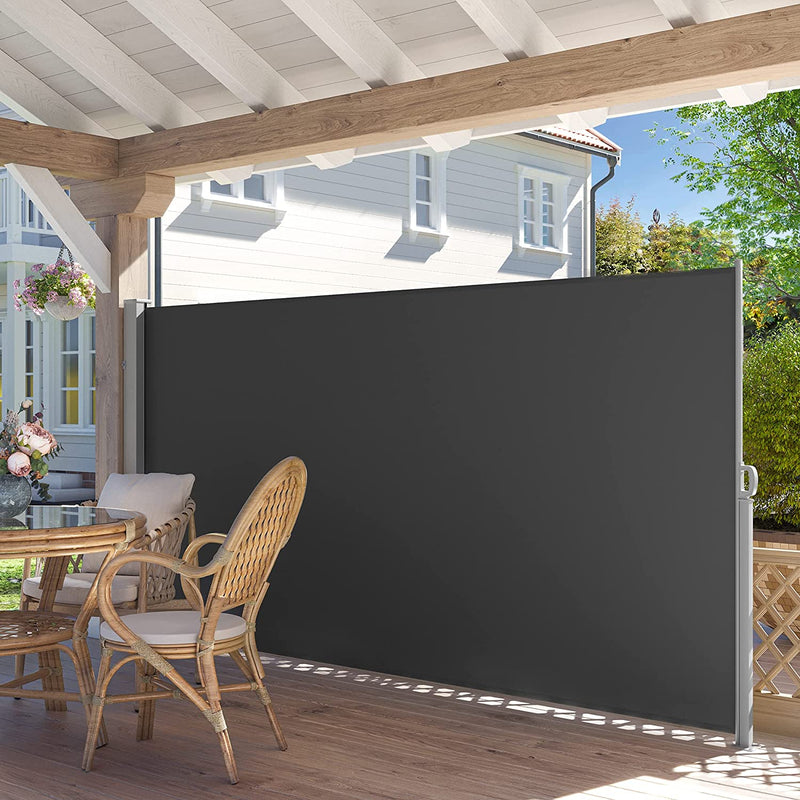 SIDA CAMOPY - 180 x 450 cm (h x l) - Ink Protection - Sol Protection - Roller Blind - Extenderable - Svart