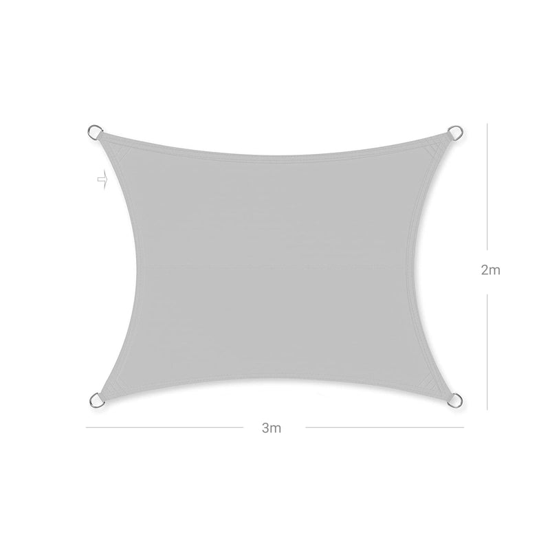 Luifel - Zonnezeil - Solskydd - UV -skydd - 2 x 3 m - vattenfil - ljusgrå