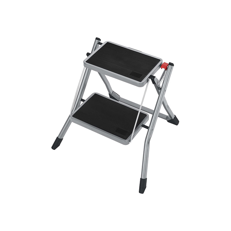 Trapladder - Metalen Frame - met 2 treden - Grijs