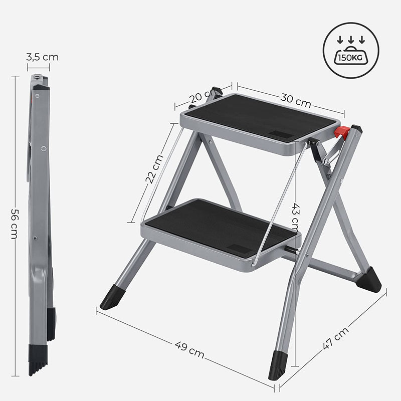 Stairladder - metallikehys - 2 askelta - harmaa