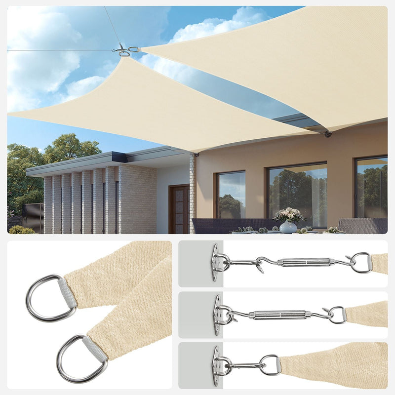 Luifel - Tissu solaire - Tissu - 5 x 5 m pour la terrasse - Crème