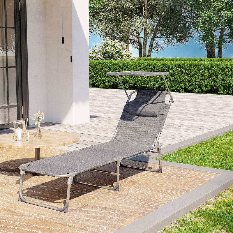 Chaise de jardin - chaises solaires - chair de poule - avec auvents - réglable - gris