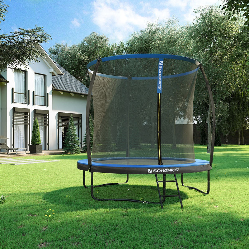 Garden Trampoline - trampolin - med nät - med trappor - Ø 244 cm - blå