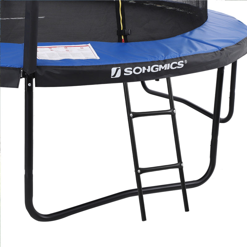 Trampoline de jardin - trampoline - avec net - rond - avec escaliers - Ø 244 cm - bleu