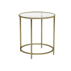 Table basse - table d'appoint rond - avec dessus en verre