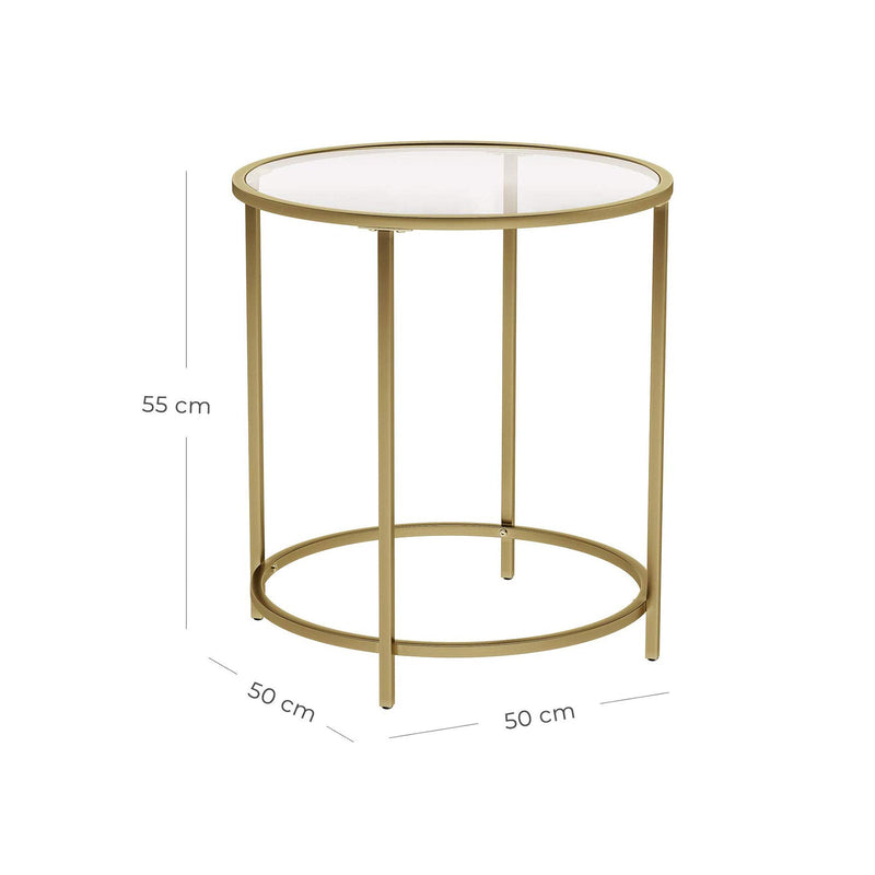 Table basse - table d'appoint rond - avec dessus en verre