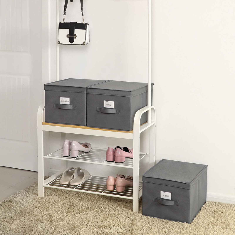 Boîte pliable - Boîte de rangement - avec couvercle - 3 pièces - gris