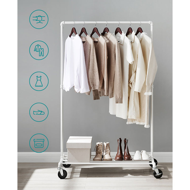 Rack de vêtements - Rack de manteau - Standard de la garde-robe - Design industriel - jusqu'à 90 kg taxables - blanc