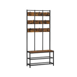 Armoire de garde-robe - Rack-coulage - avec banc - Rack à chaussures - marron noir