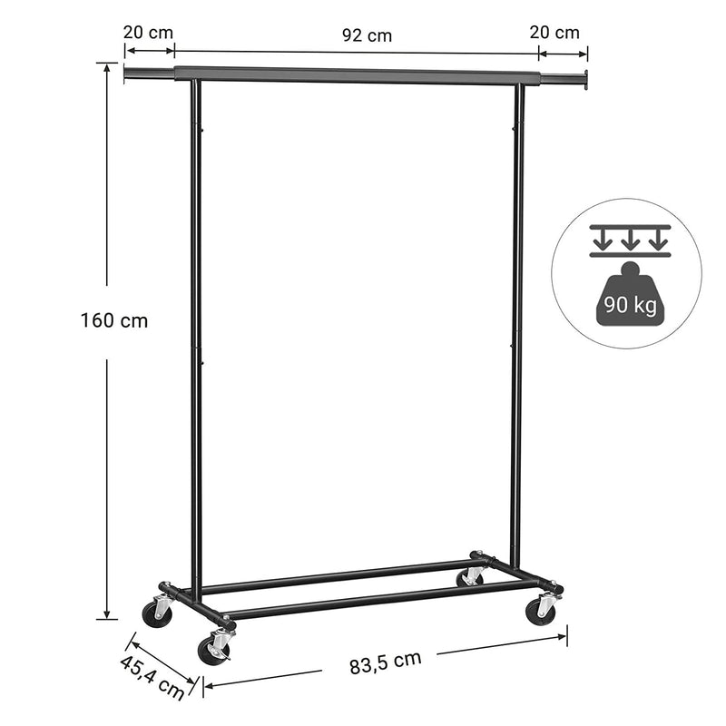 Beklædningsstativ - frakke rack - tøjopbevaring - tøjstænger - hang rack - tøjstang - sort