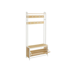 Armoire de garde-robe - Rack-coulage - avec banc - Rack à chaussures - marron blanc