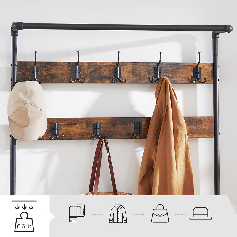 Armoire - avec banc - grand support de manteau - avec 9 crochets - Rack à chaussures - Version industrielle