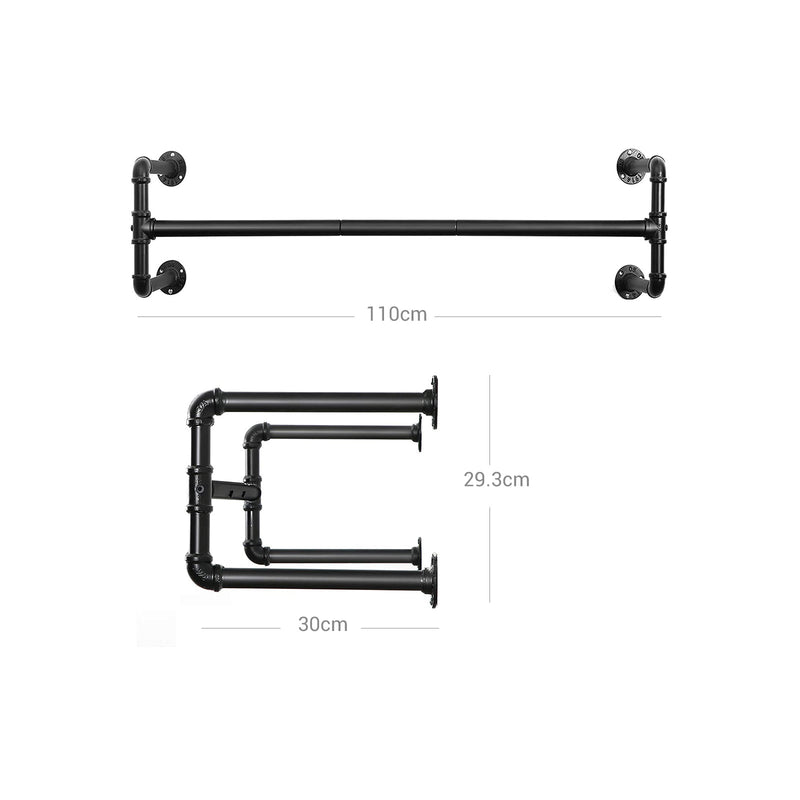 Suport pentru îmbrăcăminte industrială - set de 2 tije de îmbrăcăminte - negru