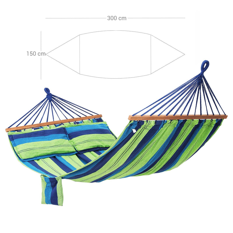 Mat Hamming - 2 persoane - cu 2 perne - albastru - Green - Capacitate de până la 300 kg