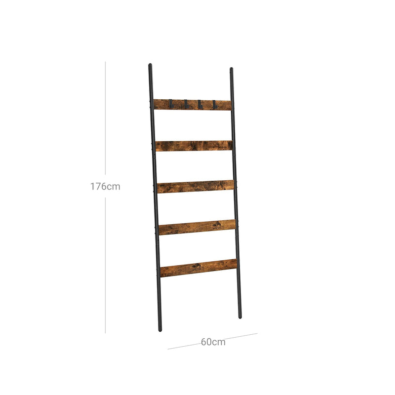 Handdoekenladder - Handdoekenrek - Ladderrek - Stalen frame - Bruin Zwart