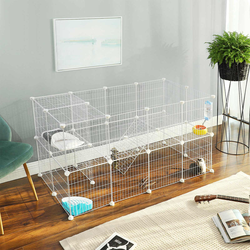 Animal Cage - Rabbit Hob - Hamster - Guinea Pig - Hegn - Silver - Loopstal - Kæledyr