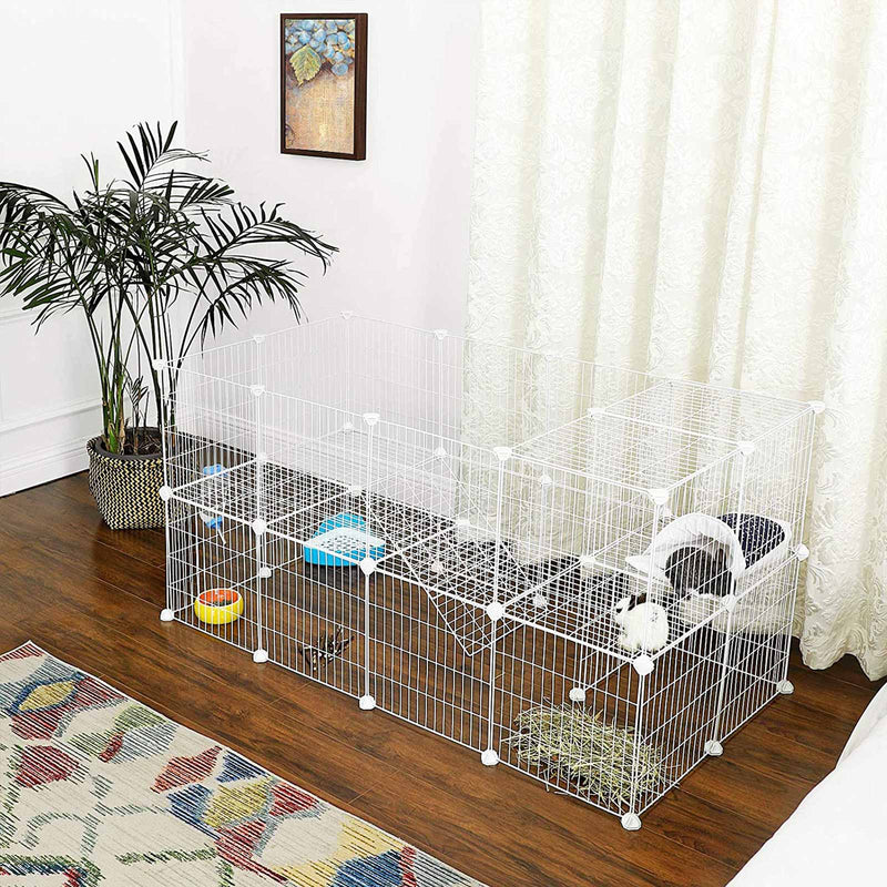 Animal Cage - Rabbit Hob - Hamster - Guinea Pig - Staket - Silver - Loopstal - husdjur