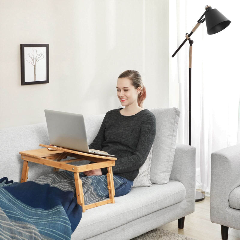 Laptoptafel - Notebooktafel - In hoogte verstelbaar - Inklapbaar - Voor in bed en bank - Bamboe