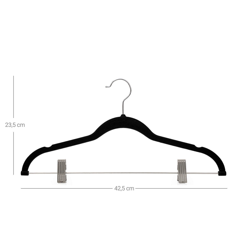 Pants Hanger - Clothing Hanger - Velvet - 12 Pieces - Svart