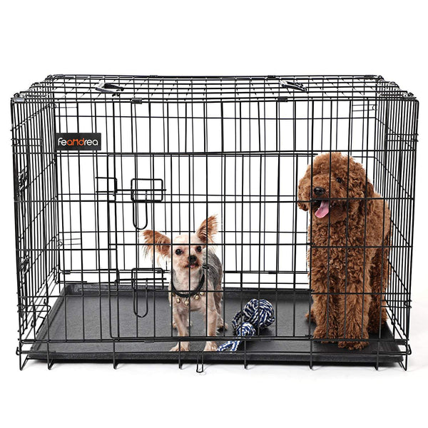 Dogs Bench - Dog Crat - Dog Cage - Dog Box - Foldbar - Svart