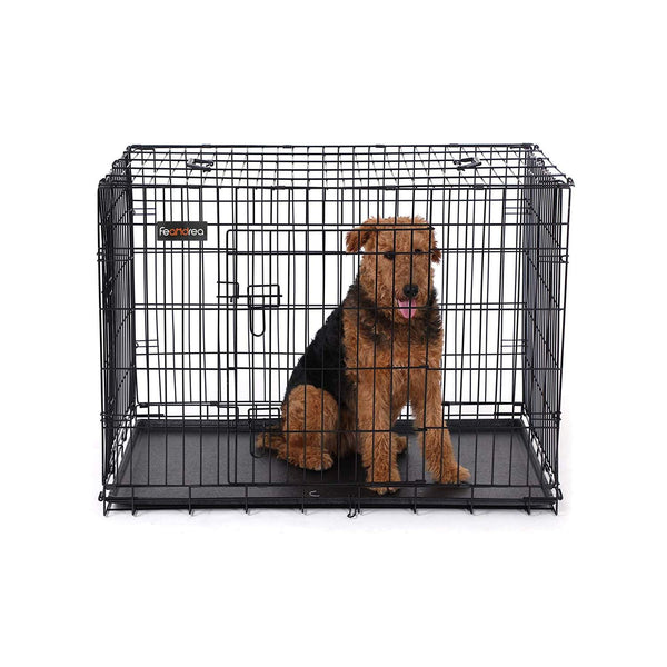 Cage de chien pliable - banc - noir