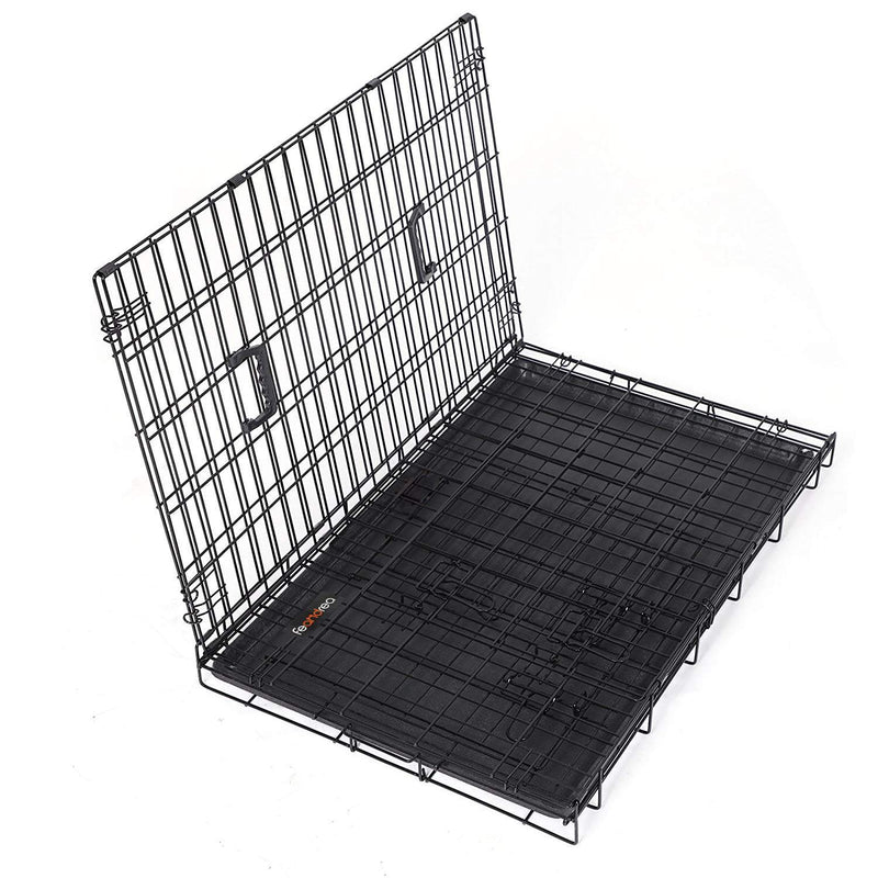 Cage de chien pliable - banc - noir