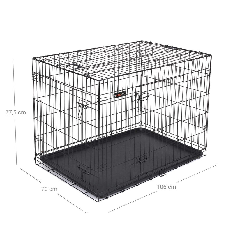 Cage de chien pliable - banc - noir