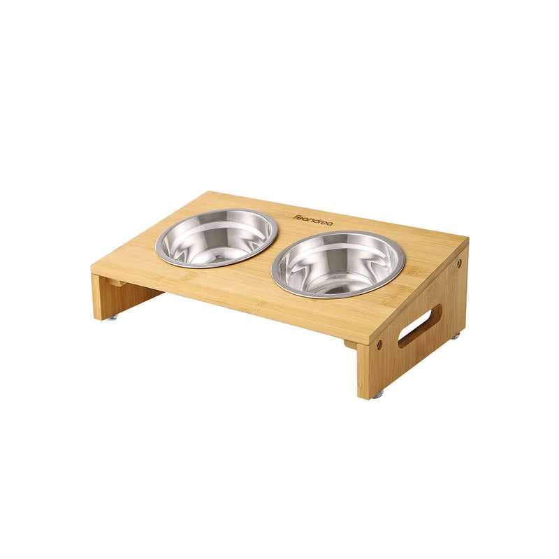 Dog Box - Food Bowl - Med bambusramme - til hunde og katte - 2 foderstoffer