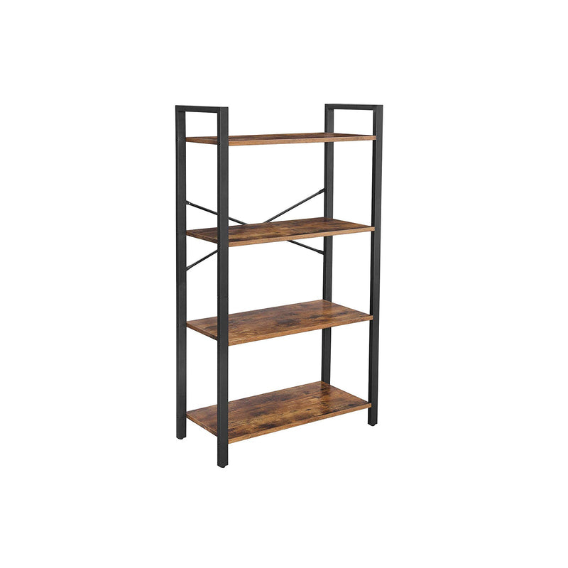 Bibliothèque - avec 4 niveaux - Rack de stockage - Cadre en acier - hauteur 120 cm - Brown-Black