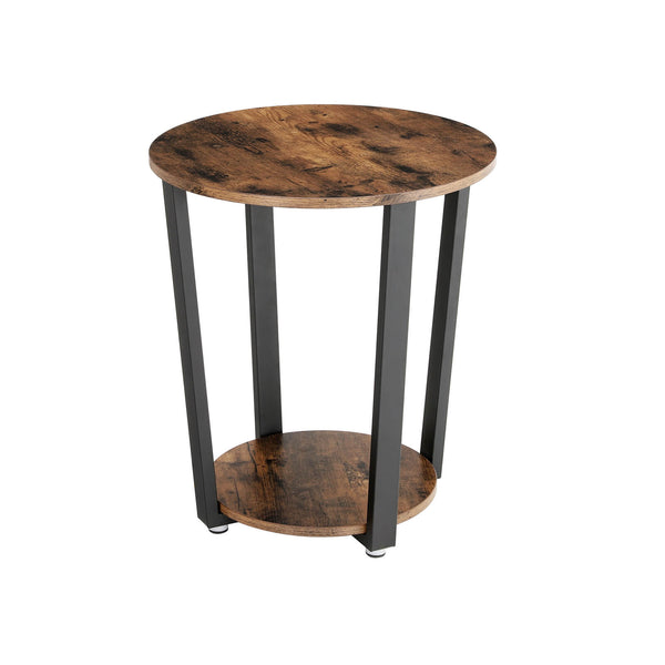 Tableuse - table d'appoint rond - table de canapé - table de chevet - table de salon - brun vintage / noir