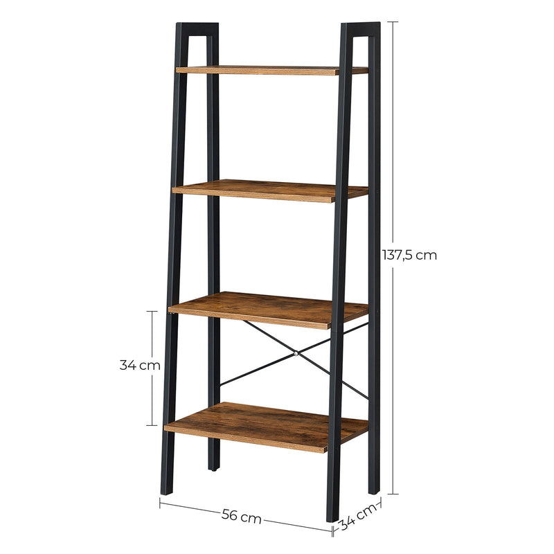 Bibliothèque avec 4 niveaux - Échelle - Rack debout - Industriel