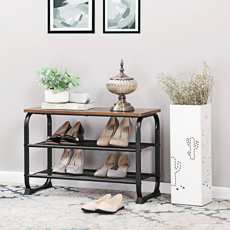 Shoe Cabinet - Shoe Bench - Industrial Design - Shoe Rack - Med 2 scheman - rundad ram -