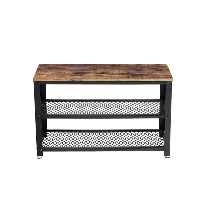 Schoenenbank - Schoenenrek - Met 2 legplanken - 73 x 30 x 45 cm - Bruin-zwart