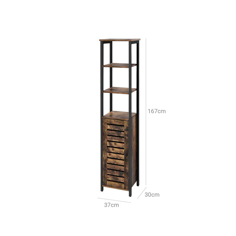 Armoire de cuisine étroite avec 3 racks - industriel - marron