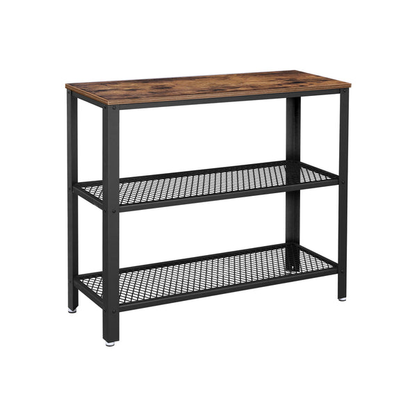 Consolet Table - Gangtafel - Dressior - cu 2 plăci de grilă - Tabel lateral - 101,5 x 35 x 80 cm - negru maro