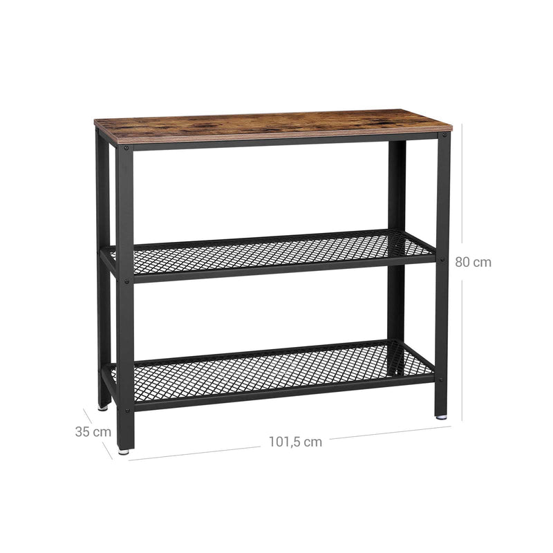 Consolet Table - Gangtafel - Dressior - avec 2 planches de grille - Table d'appoint - 101,5 x 35 x 80 cm - noir brun