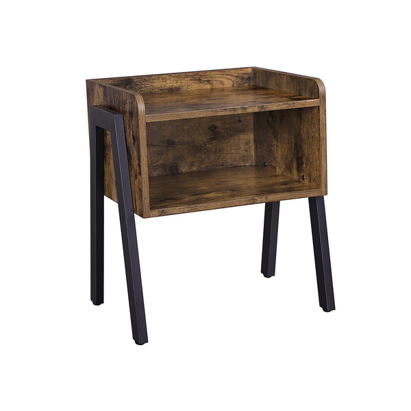 Tableau de chevet - Table d'appoint - en style industriel - avec compartiment ouvert - Brown