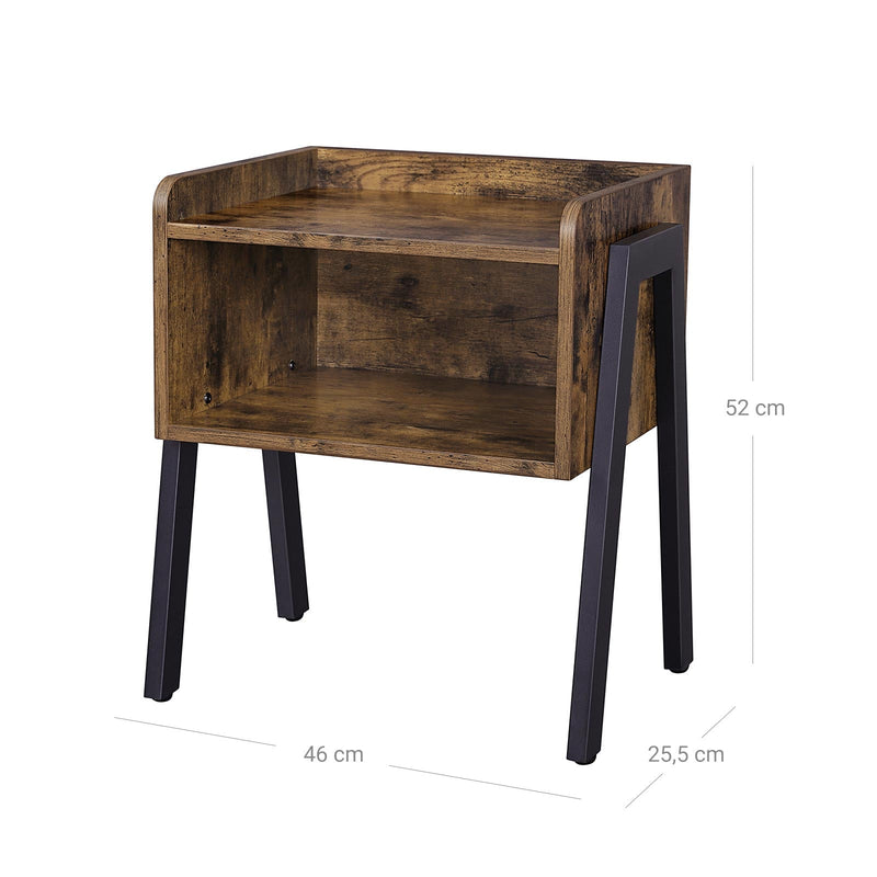 Tableau de chevet - Table d'appoint - en style industriel - avec compartiment ouvert - Brown