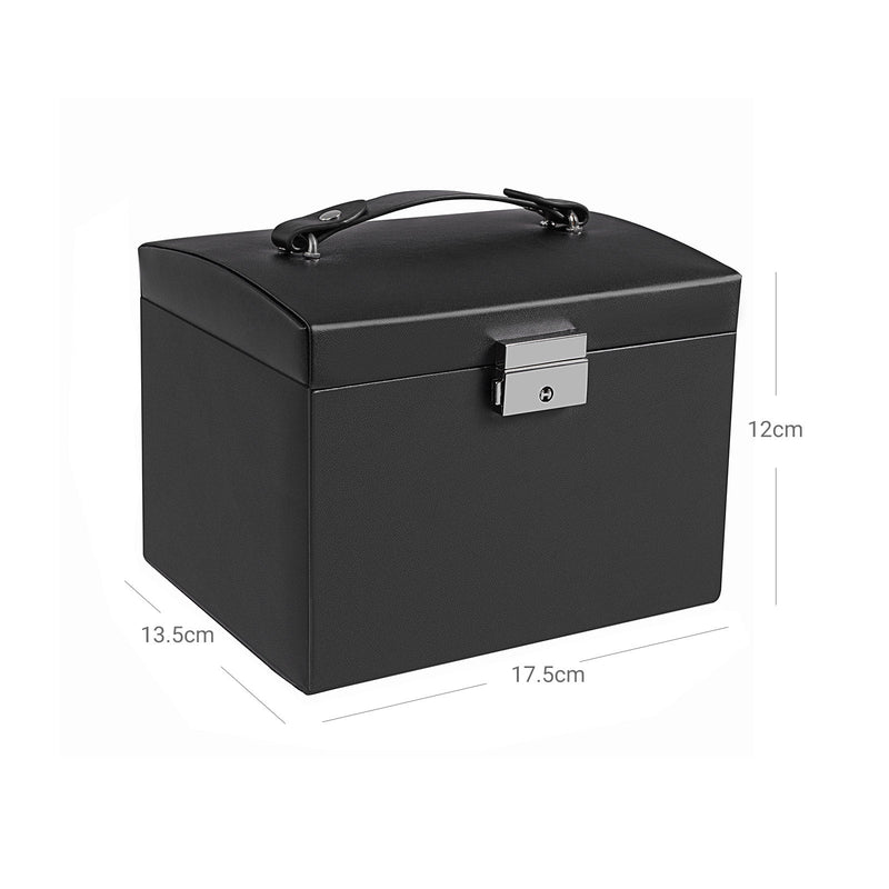 Smyckesbox - Jeweler Box - Jewelry Box - Portable - Låsbar juvelerbox - med 2 lådor - Mirror - Slot and Key