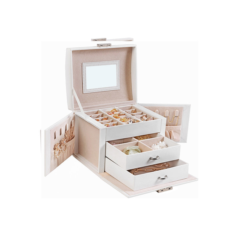 Låsbar smyckesbox - Jeweler Box - Mirror - White