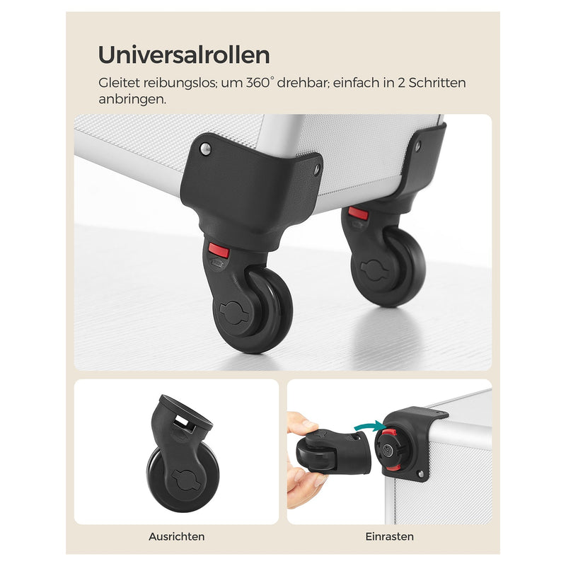 Cosmeticakoffer met wieltjes - Trolley 4-in-1 make-upkoffer - Zilver