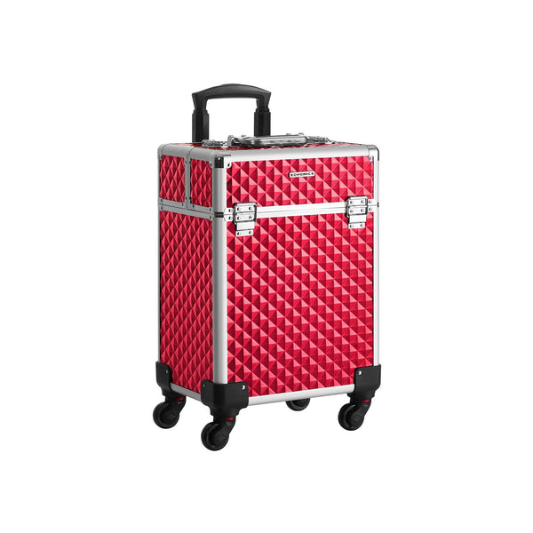 Kosmetikfall - Trolley - Make -Up Case - Face -Made Case - Med handtag - med 4 hjul - rosa