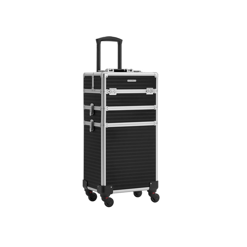 Make -Up Suftcase - Cosmetic Case, Large Trolley - With Wheels - Svart