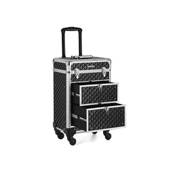 Make-up Koffer - Professionele make-up trolley - Kapperskoffer met 4 wielen - Zwart